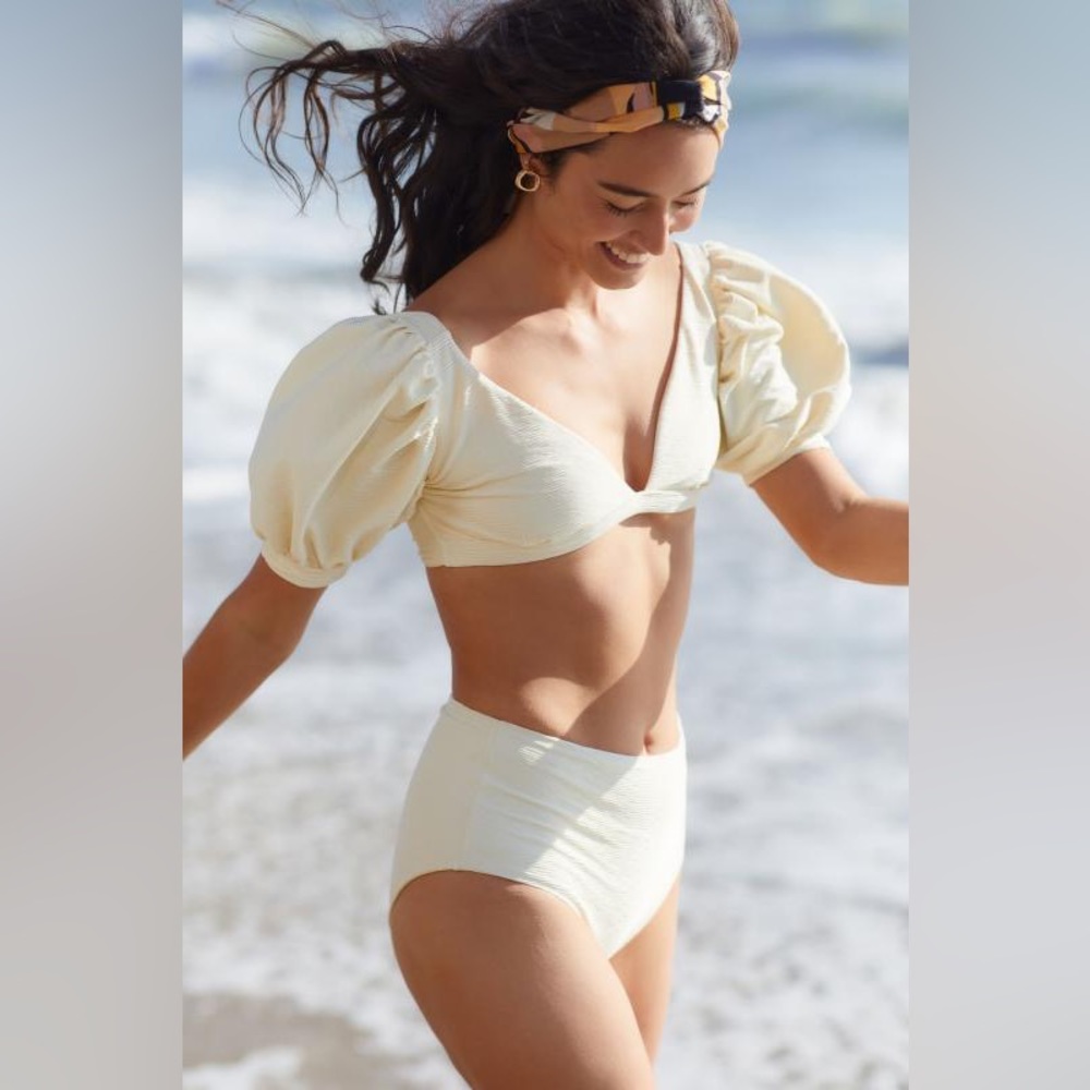 Anthropologie • Boamar Nicole Puff-Sleeved Bikini Top + Bottom (2-piece) size S